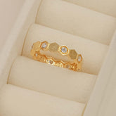 Hexa Bloom Diamond Band Ring 2.17 Grams , 18KT Gold